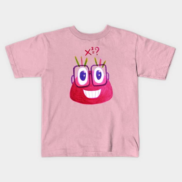 Cute Geek Mathematician Watercolor Candy Kids T-Shirt by Boriana Giormova
